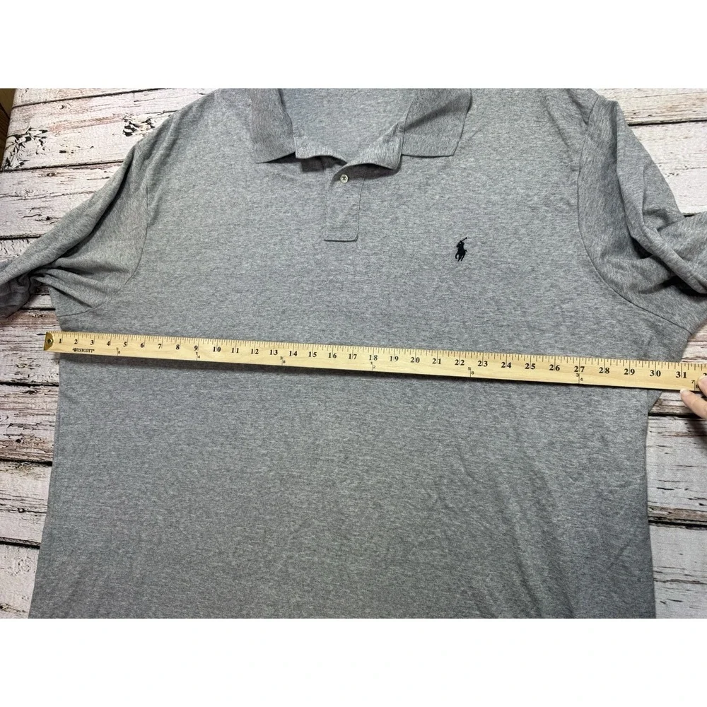Polo Ralph Lauren Men's 4XLT Gray Short Sleeve Polo Shirt 100% Cotton